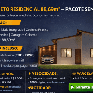 PROJETO RESIDENCIAL – 88,69m²   Pacote  Sem Art