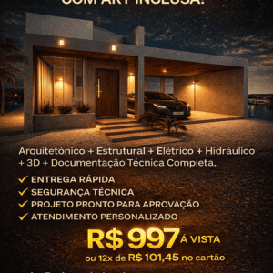 Projeto Residencial Térreo Completo para Casa de 150m² ,  com Art Inclusa e Projetos Complementares.