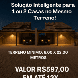🏡 PROJETO DUOHOME 2EM1(Lado Esquerdo) - 88m² (CADA) COM GARAGEM  ✨ Solução Inteligente para 1 ou 2 Casas no Mesmo Terreno!
