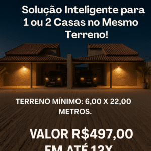 🏡 PROJETO DUOHOME 2EM1(Lado Esquerdo) - 88m² (CADA) COM GARAGEM  ✨ Solução Inteligente para 1 ou 2 Casas no Mesmo Terreno!