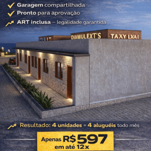 Projeto 04 Kitnets – Terreno mínimo 10x30m-Pacote Básico