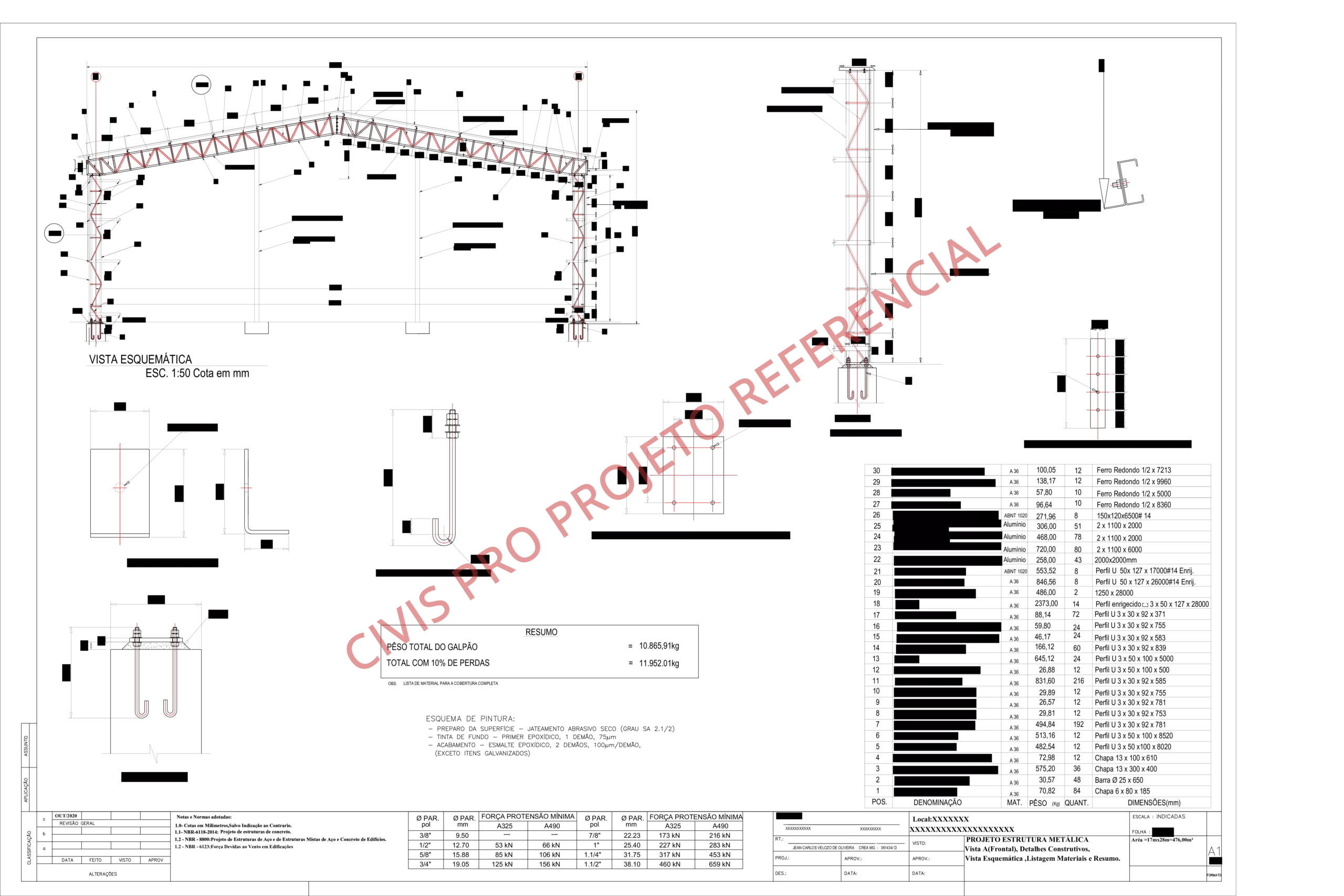 Detalhamento estrutural metálico