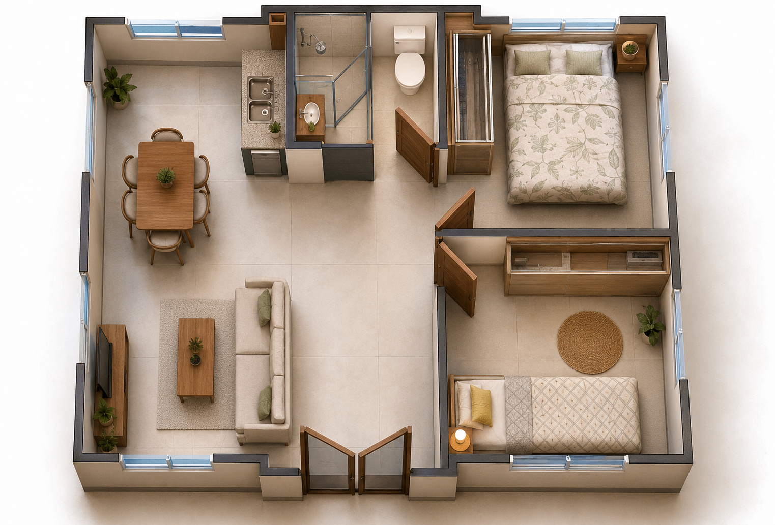 Casa modular 2 quartos 76 m²