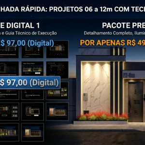 Combo Fachadas Modernas 06 a 12m – Método Fachada Rápida (Tecnologia EPS) Pacote Digital