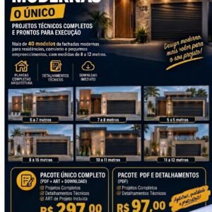 Combo Fachadas Modernas 05 a 12m – Método Fachada Rápida (Tecnologia EPS) Pacote Digital