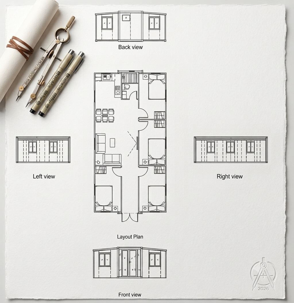 Dimensões da casa modular 74 m²